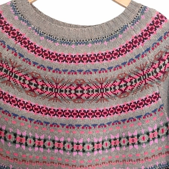Vintage Chaps Fair Isle Nordic Sweater Cotton Blend Pink Sage Multi Size Medium - Picture 4 of 12